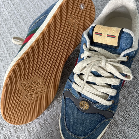 Gucci Men's Blue Denim Screener Sneakers - Picture 4 of 9
